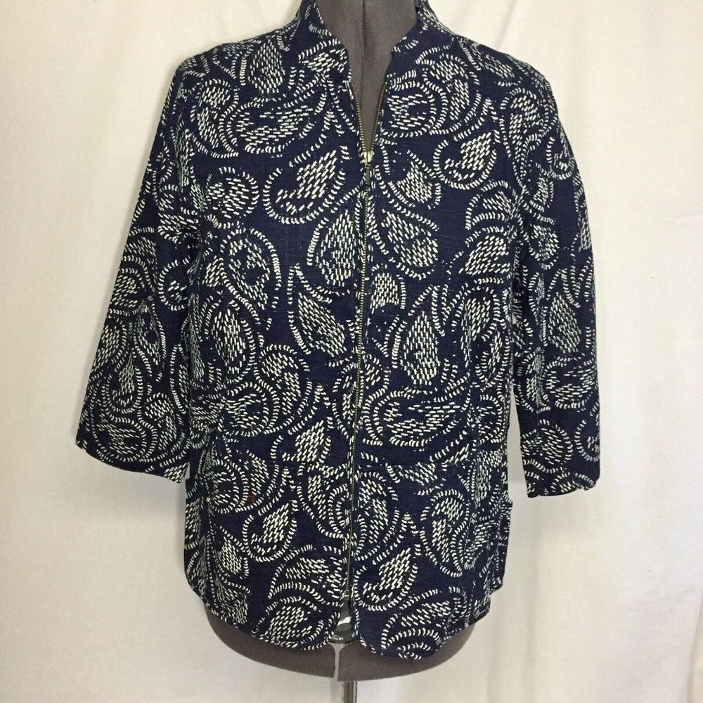 CJ Banks Jacket Womens X 14W Used Navy No Collar Zip Front Lightweight - Picture 3 of 12